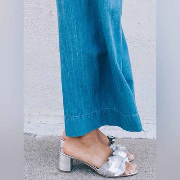 Loeffler Randall Shoes - LOEFFLER RANDALL VERA RUFFLE SLIDES IN SILVER LEATHER